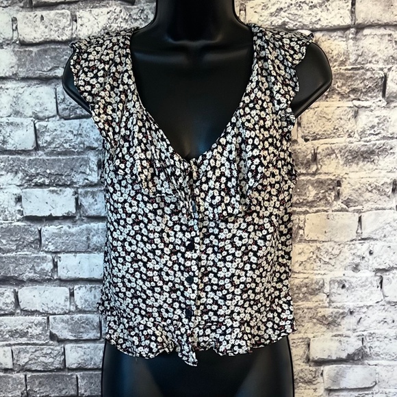 Good Luck Gem Floral Button Up Blouse Size L - Picture 1 of 6